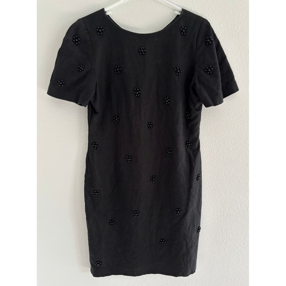 Vintage David Warren Dress Womens 4 Black Beaded Shift Cocktail Party Career 90s